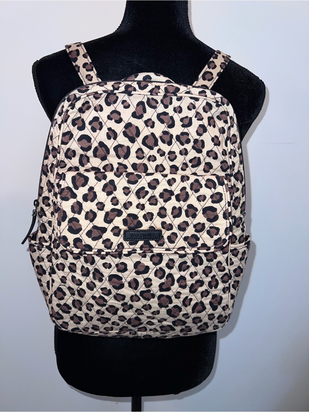 Vera Bradley Quilted Leopard-Print Backpack in Beige and Brown